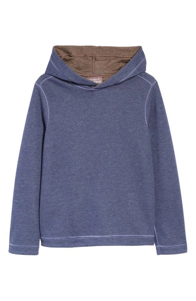 Johnston & Murphy Kids' Solid Reversible Hoodie In Navy/ Brown