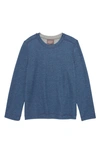 Johnston & Murphy Kids' Reversible Cotton Blend Sweatshirt In Blue/ Light Gray