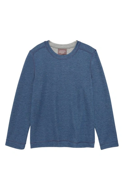 Johnston & Murphy Kids' Reversible Cotton Blend Sweatshirt In Blue/ Light Grey