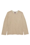 Johnston & Murphy Kids' Solid Reversible Crewneck Long Sleeve T-shirt In Oatmeal/ Light Gray