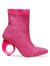 Lady Couture Women's Barbie Rhinestone Studded Sock Boots In Fuchsia