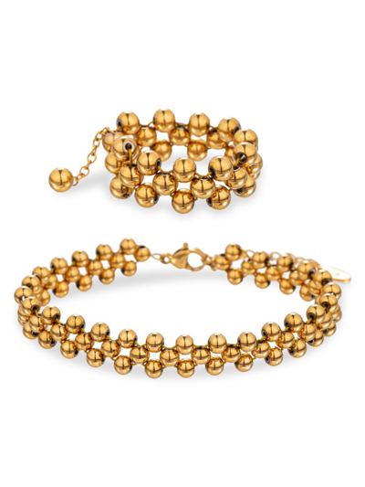 Eye Candy La Women's The Luxe Collection Amelia Titanium Beaded Bracelet With Matching Ring In Neutral
