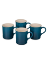 Le Creuset 4-piece Stoneware Mug Set In Deep Teal