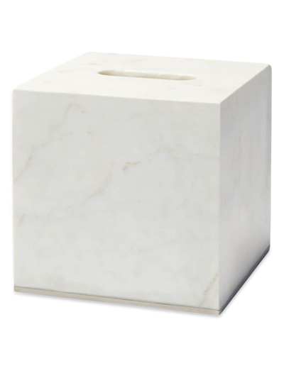 Sferra Pietra Marble Tissue Holder In White/silver