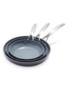 Greenpan Valencia Pro 3-piece Frying Pan Set In Grey