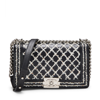 What Goes Around Comes Around Chanel Black Embroidered Boy Bag In Black