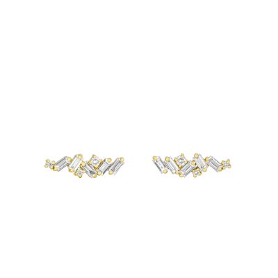 Suzanne Kalan Diamond Frenzy Stud Earrings In Yellow Gold,diamond
