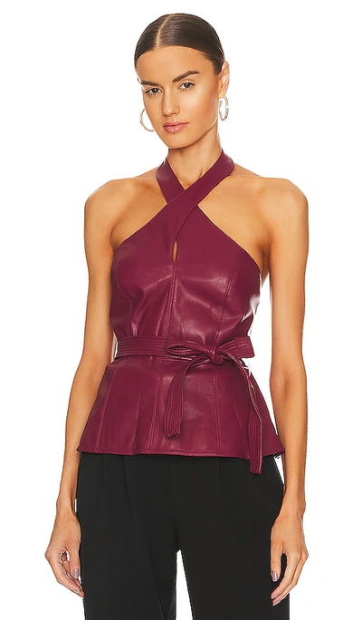 Bcbgmaxazria Faux Leather Halter Top In Red