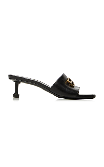 Balenciaga Groupie Bb Croc-effect Leather Sandals In Black