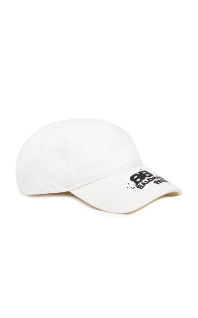 Balenciaga Logo-embroidered Cotton Baseball Cap In White,black