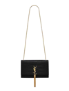 Saint Laurent Women's Kate Medium Chain Bag With Tassel In Crocodile-embossed Shiny Leather In Nero