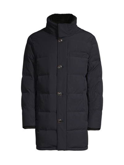 Andrew Marc Shelton Cool Touch Regular Fit Quilted Down Parka With Removable Shearling Trimmed Bib In Black