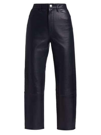 Sprwmn Women's Straight-leg Leather Trousers In Navy