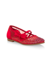 CHRISTIAN LOUBOUTIN LITTLE GIRL'S & GIRL'S MELODIE STRASS SATIN FLATS