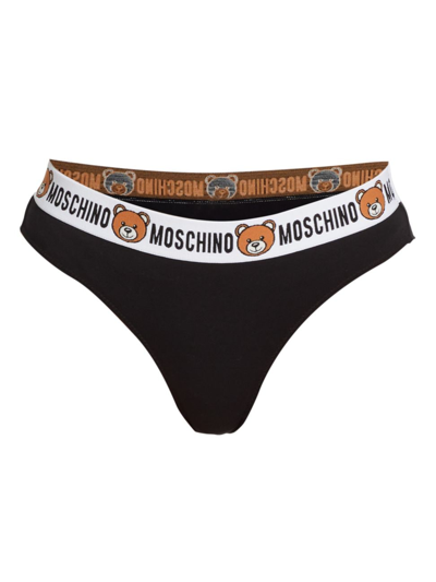 Moschino Women's Logo Band Bear Bikini Brief In Black