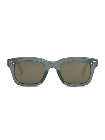 Celine Men's Transparent 51mm Plastic Sunglasses In Green/brown Solid