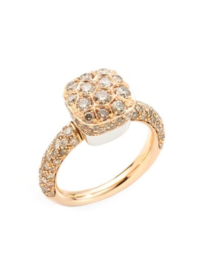 POMELLATO WOMEN'S NUDO CLASSIC 18K ROSE GOLD, 18K WHITE GOLD & BROWN DIAMOND RING