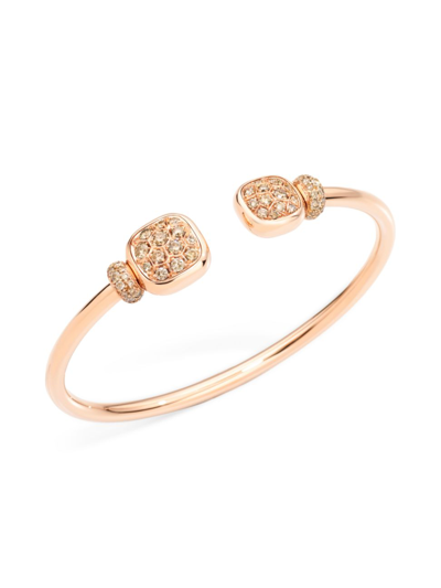 Pomellato Women's Nudo Petit 18k Rose Gold, 18k White Gold, Brown Diamond & White Topaz Cuff Bracelet