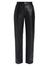ALEXANDER WANG WOMEN'S MID-RISE RELAXED STRAIGHT-LEG LEATHER PANTS