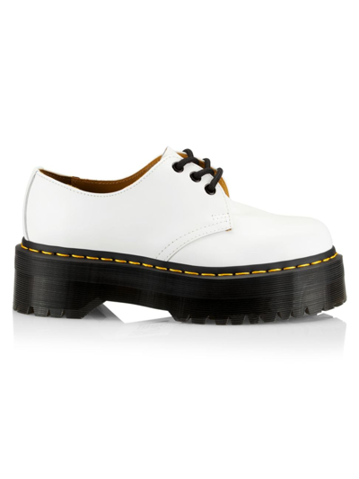 Dr. Martens' 1461 Quad Smooth Leather Platform Oxford In Weiss