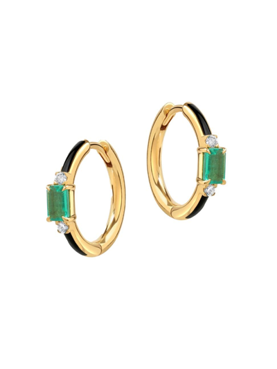 State Property Women's Parameswara Enchantress 18k Yellow Gold & Multi-gemstone Hoop Earrings In Green