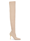 Balmain Women's Moneta Monogram Knit Over-the-knee Boots In Beige