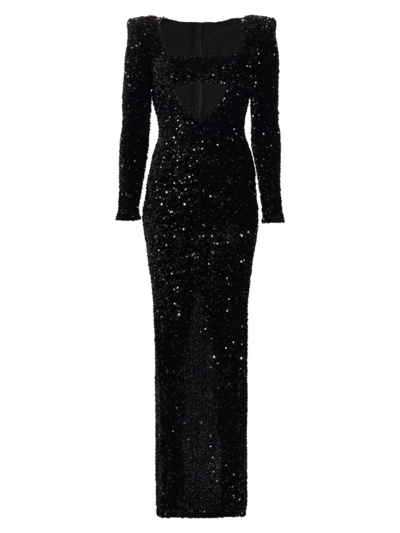 Michael Costello Collection Women's Charleston Cut-out Sequined Gown In Black