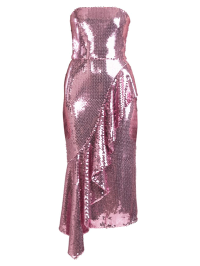 Shoshanna Women's Beckham Sequined Midi-dress In Rose Quartz