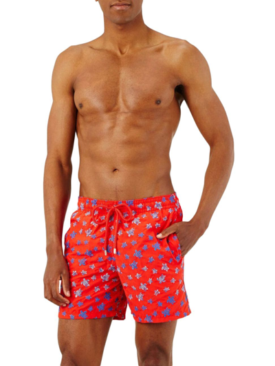 Vilebrequin Men's Micro Ronde Swim Shorts In Coquelicot