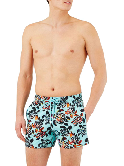 Vilebrequin Screen Turtle Stretch Swim Trunks In Blue