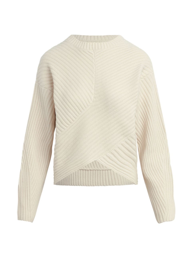 Hudson Asymmetric Wool Blend Rib Sweater In White Rabbit