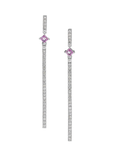 Stephanie Gottlieb Women's 14k White Gold, 0.37 Tcw Diamond, & Sapphire Drop Earrings