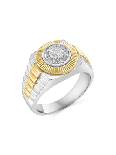 Saks Fifth Avenue Men's Two-tone 14k Gold & 0.39 Tcw Diamond Ring In White