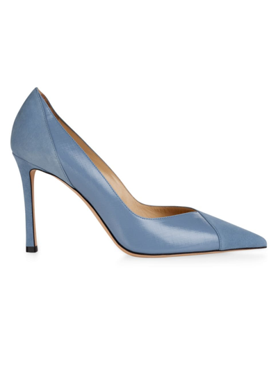 Jimmy Choo Cass 75mm Mixed Leather Pumps In Blue