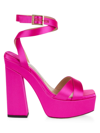 Jimmy Choo Gaia Silk Ankle-strap Platform Sandals In Pink