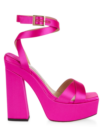 Jimmy Choo Gaia Silk Ankle-strap Platform Sandals In Pink-drk