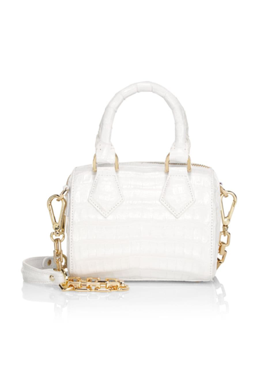 Maria Oliver Women's Small Lilly Crocodile Leather Bowler Bag In Bianco