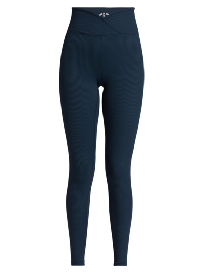 Year Of Ours Women's Veronica Crossover Rib-knit Leggings In Navy