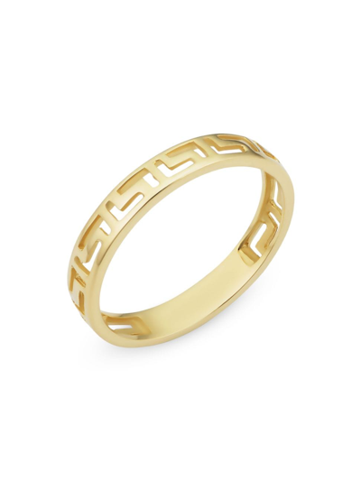 Oradina 14k Yellow Solid Gold Greek Key Band Ring In Yellow Gold