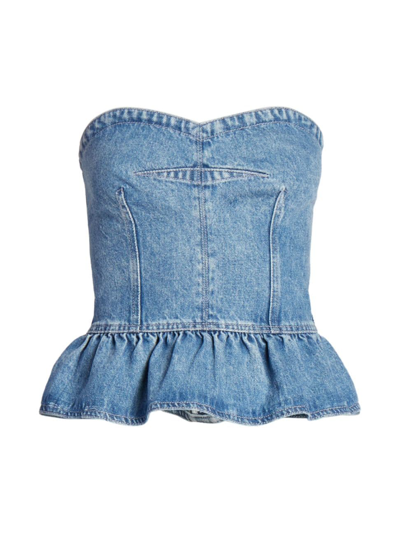 Isabel Marant Étoile Light Blue Denim Solsinia Bustier Top In Cotton Woman