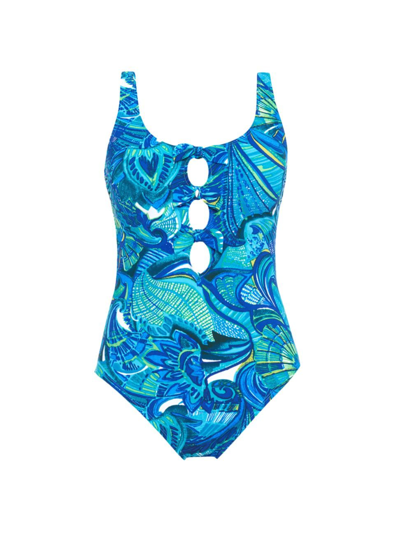Skinny Dippers Women's Conch Alysa One-piece Swimsuit In Blue