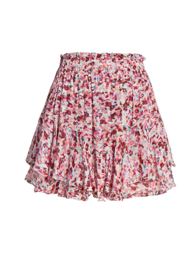 Isabel Marant Étoile Sornel Ruffled Printed Chiffon Shorts In Raspberry