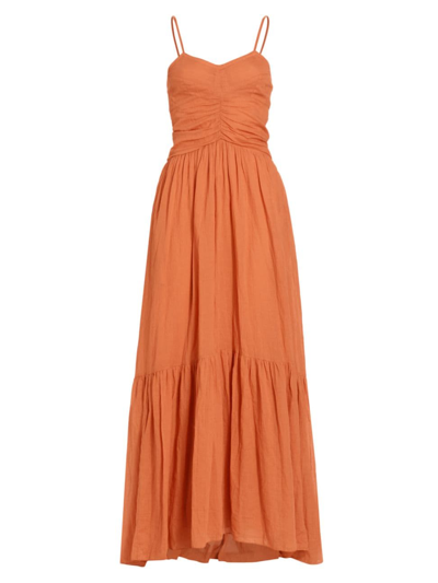 Isabel Marant Étoile Women's Giana Ruched Cotton Maxi Dress In Papaya