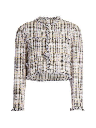 Isabel Marant Étoile Lilac Purple Cropped Tweed Jacket In Lilac,yellow