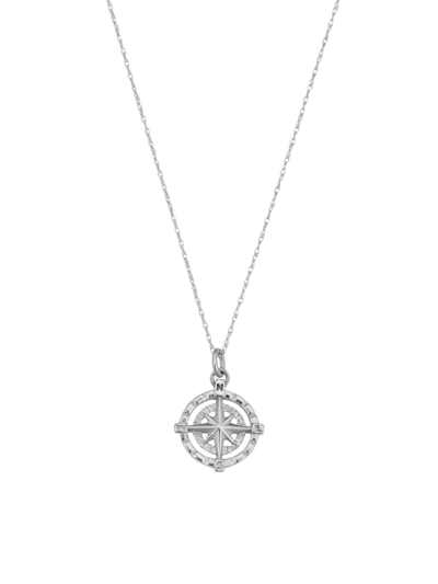 Oradina Women's Compass Pendant Necklace In White Gold