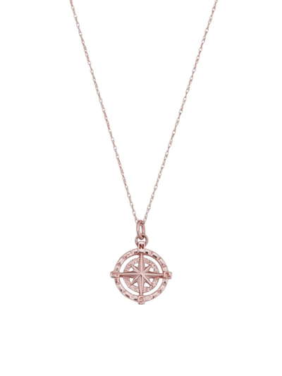 Oradina Women's Compass Pendant Necklace In Rose Gold