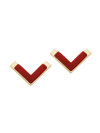 Oradina Women's 14k Yellow Solid Gold Mondrian Studs In Yellow Gold/red Jasper