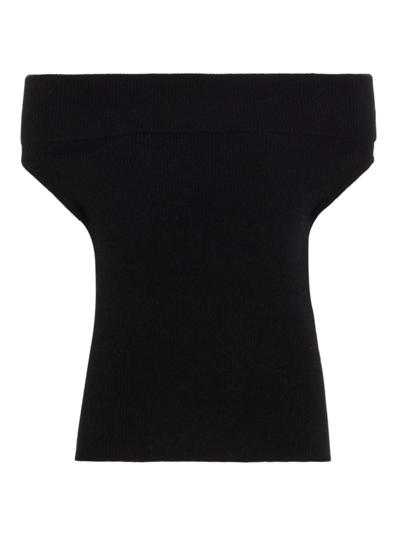 Totême Toteme Off Shoulder Wool And Alpaca Blend Top  Black Wool