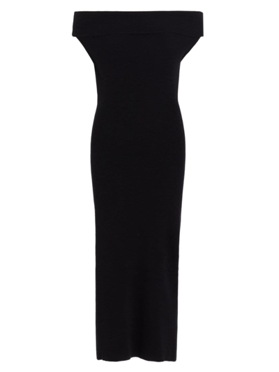 Totême Women's Knit Off-the-shoulder Midi-dress In Black