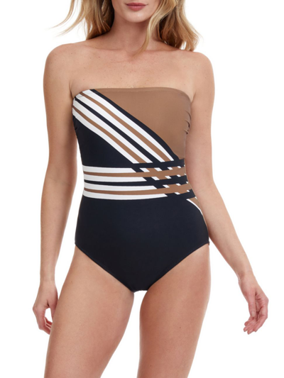 Gottex Swimwear Women's Ocean Breeze Bandeau One-piece Swimsuit In Brown Multi